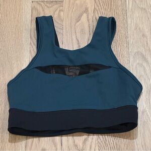 LULULEMON Dark Green & Black Run The Day Sports Bra High Neck Size 6